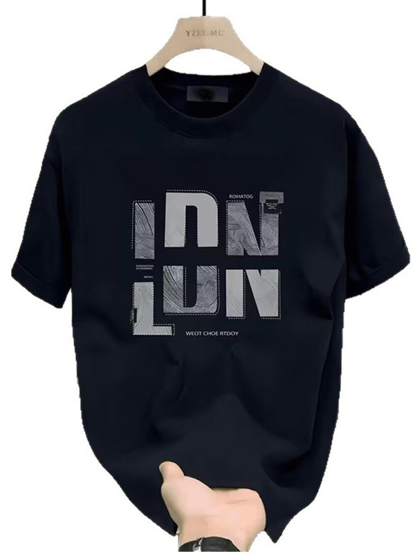 夏厚手半袖Tシャツメンズ夏オーバーサイズアメリカンコットンプリントメンズゆったりハンサムTシャツトレンド|undefined