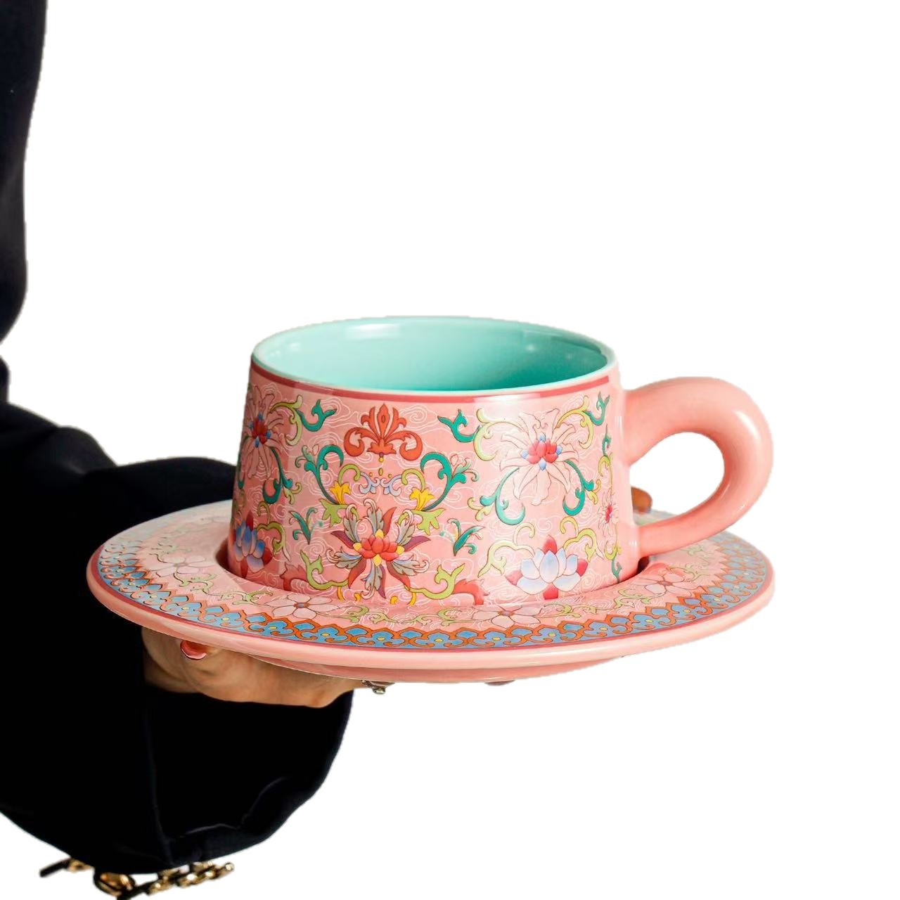 Conjunto de tazas y platos de café vintage de alto valor para dar a las chicas un regalo de cumpleaños de tazas de regalo de mano exquisita y práctica image 5