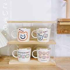 Korean cute bear ceramic cup, high-quality and stylish, couple matching cups, children's breakfast milk cup, large capacity