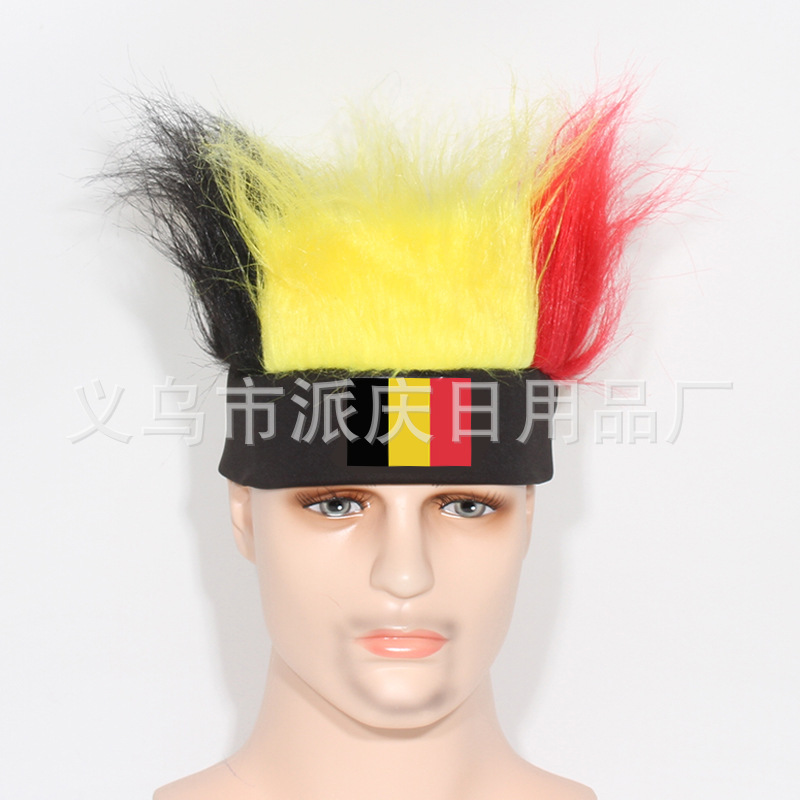 Transfronterizos para fanáticos de colores pelucas apoyos de la Copa del Mundo para adultos fuente especial fabricantes en stock al por mayor