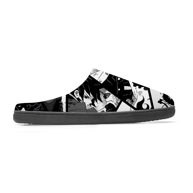 国际站来图代发秋冬圆头平跟3D印花室内可爱浅口包头棉拖鞋