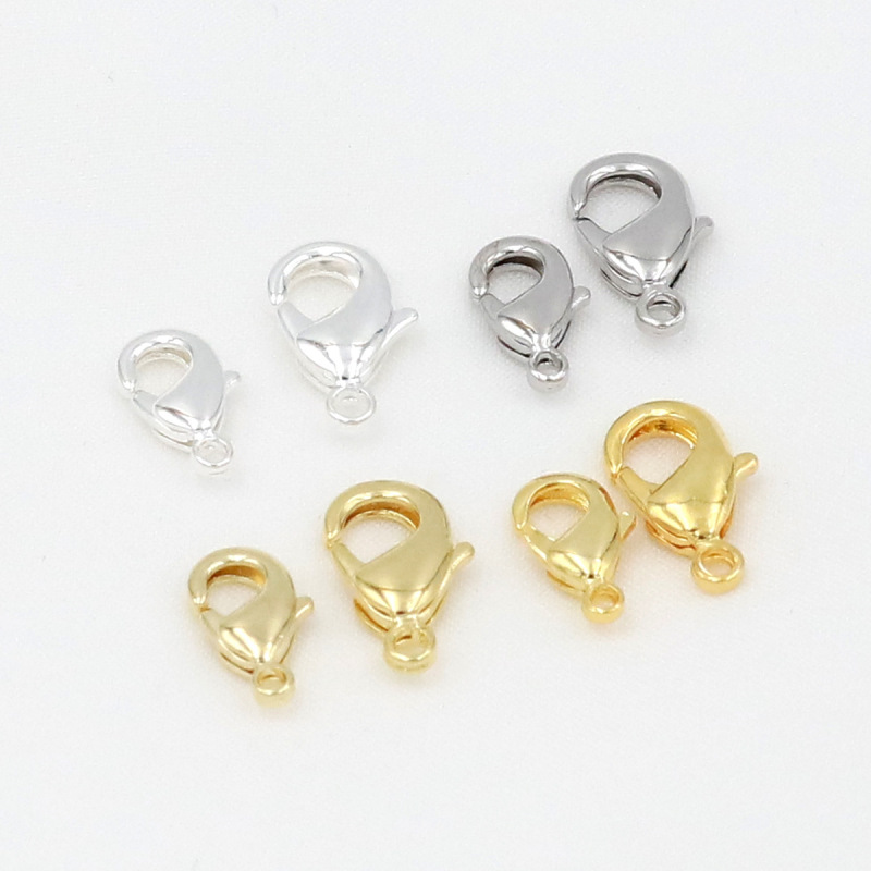 Gold 901 Pure Copper Plated 14K/18K Real Gold Lobster Buckle Water Drop Spring Buckle Beaded Accessories diy Jewelry B100