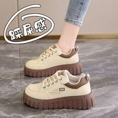 女性用厚底スニーカー、2025春秋新作、滑り止め、多用途、軽量、ソフトソール、女性用カジュアルホワイトシューズ