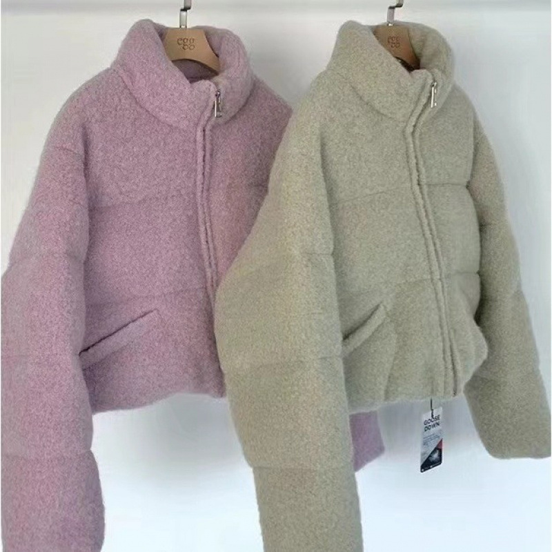 Egg down Jacket for Women, Winter Thickened Stand Collar Coat, Wool Warm Goose down Jacket for Petite Sizes