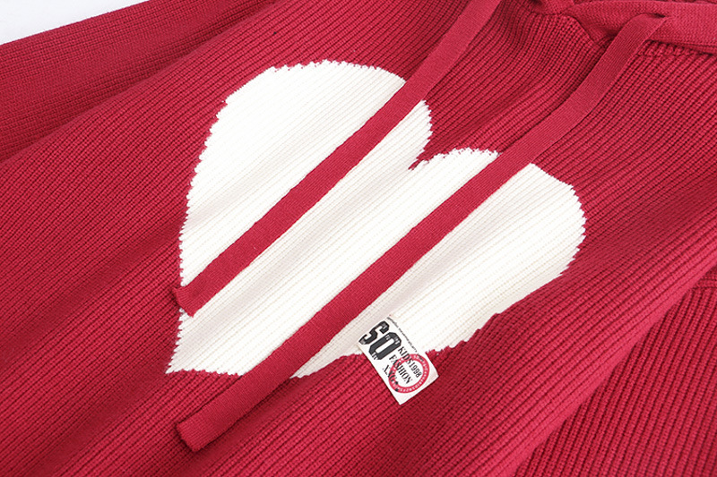 Women's Clothing 2024 Winter New Loose Heart Hooded Sweater Women's Large Size Pullover Sweater Fashionable Age Reducing Knitted Sweater_voghion.com