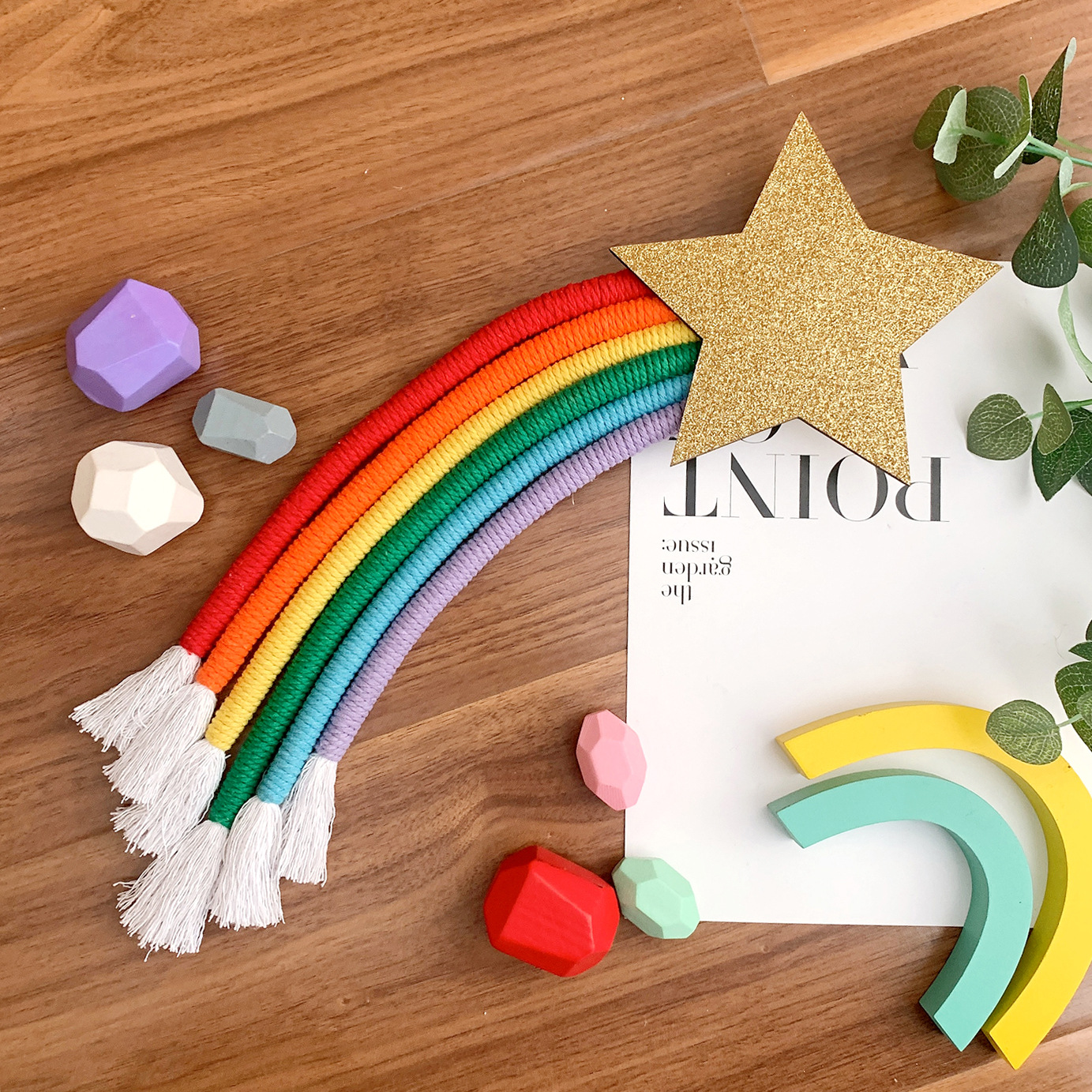 ins decoration Nordic style rainbow color tapestry rainbow home furnishings woven hangings tassel decoration wall hangings