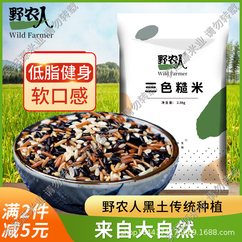 当季新米东北三色糙米粗粮餐低脂批发厂家直发代发谷物粗粮饭5斤