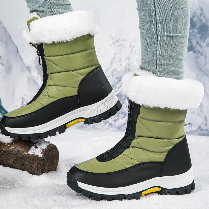 2025 nuevas botas de nieve de invierno transfronterizas para mujeres calientes y terciopelo grueso al noreste zapatos de algodón de esquí al aire libre tamaño grande