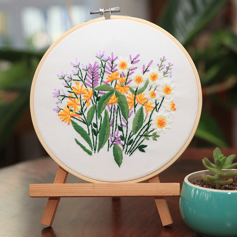 Hecho a mano de los niños DIY pintura bordado material paquete decoración Lu bordado su bordado europeo hojas Cruz puntada Kit