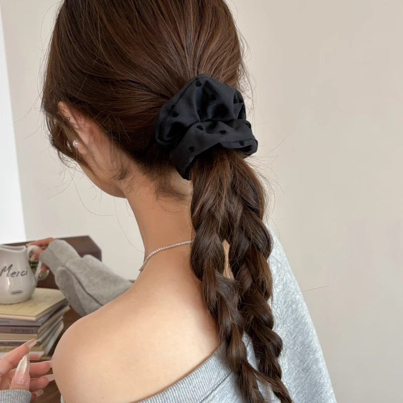 Temperamento arco ondulado punto de intestino grueso anillo de cabello de mujer bola de cabeza cuerda de cabello de alta elasticidad de banda de goma duradera tocado de cabello