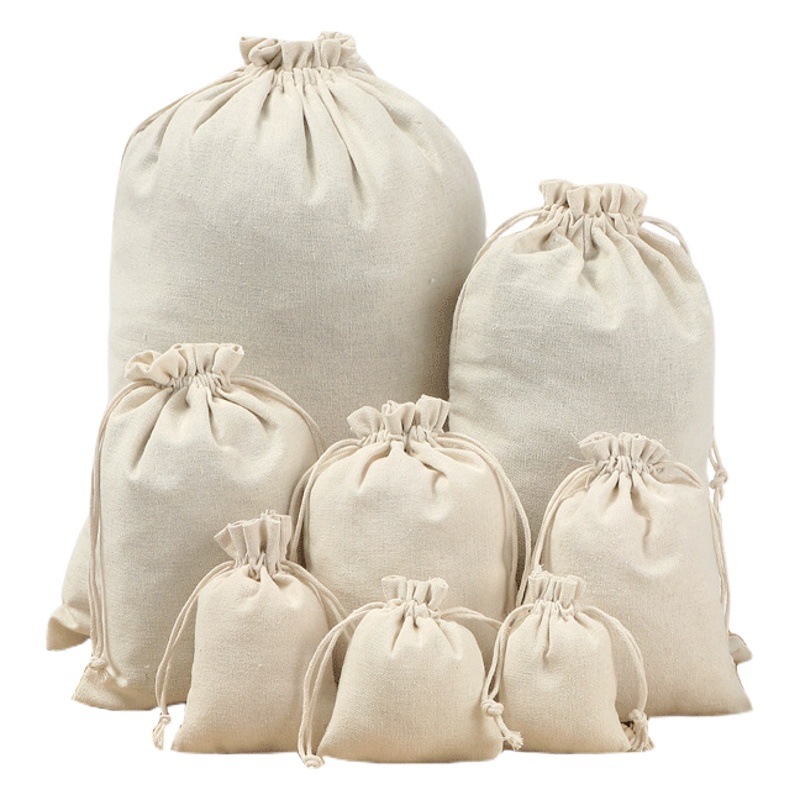 Bolsa de algodón y lino con cordón bolsa de cordón de algodón con cordón simple bolsa de cordón de algodón