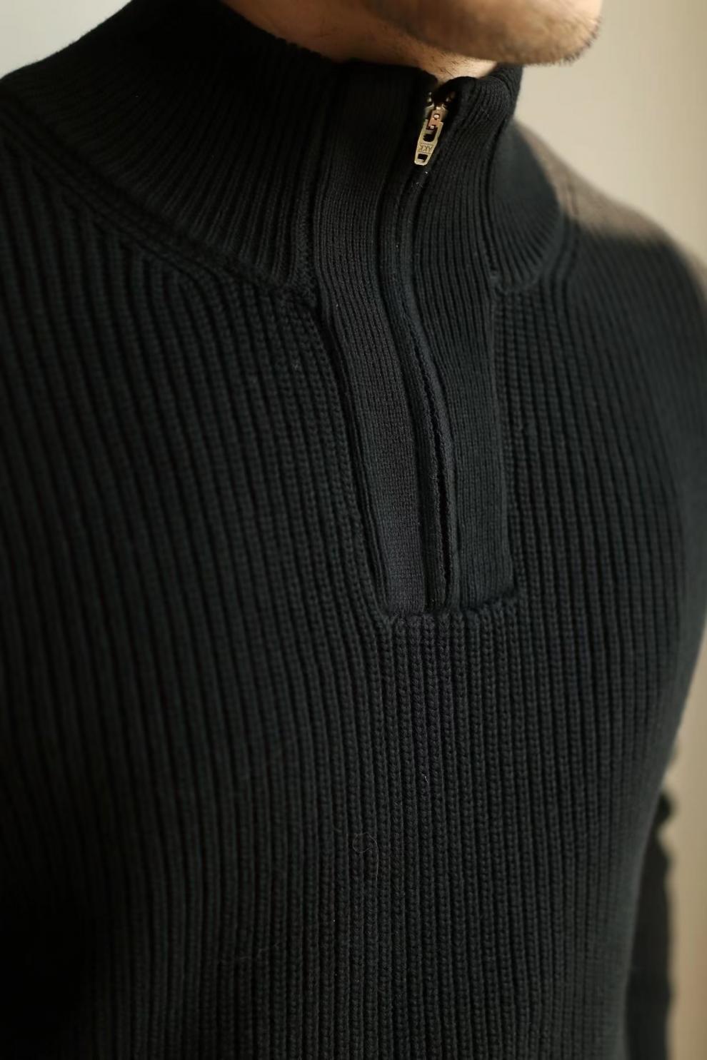 Half Zip Stand Up Collar Sweater, Men's Autumn And Winter Knitted Sweater, Thread Sweater, Hoodie Trend_voghion.com