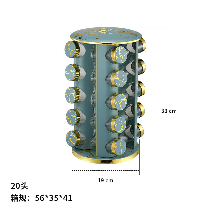 Botella de condimento de cocina estante conjunto redondo mármol estante de condimento de acero inoxidable estante giratorio