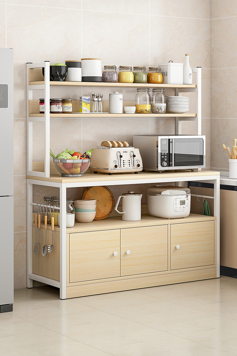 kitchen Shelf to ground multi-storey Storage racks multi-function cupboard Microwave Oven oven Storage rack cabinet Locker