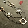 Fashionable metal retro pendant from pearl, necklace, sweater, simple and elegant design, European style