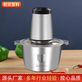 跨境批发不锈钢电动绞肉机小型家用自动料理器碎肉绞馅搅拌机