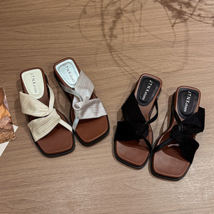Slippers for Women's Summer Outer Wear 2025 New Niche High-End French Internet Celebrity Super Popular with Skirts and Beautiful Sandals