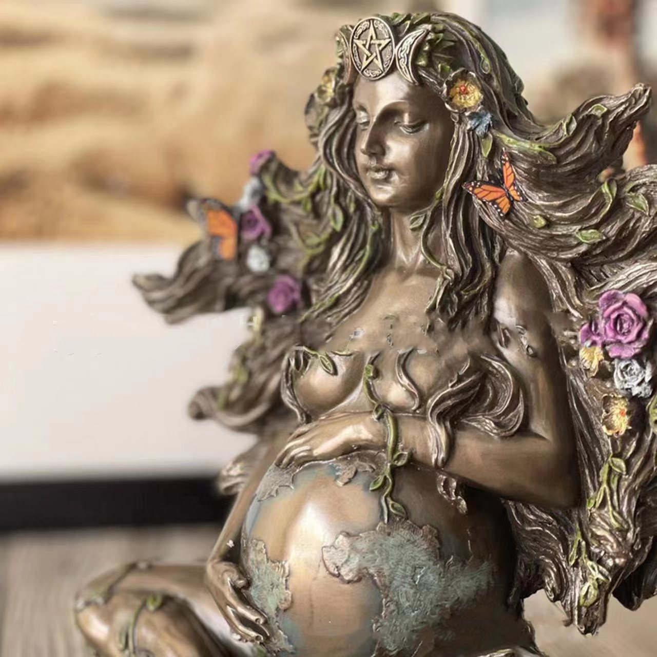 Nouveau Papillon Terre Mère Gaia Statue Artisanat Ornement Décorations Pour La Maison display picture 2