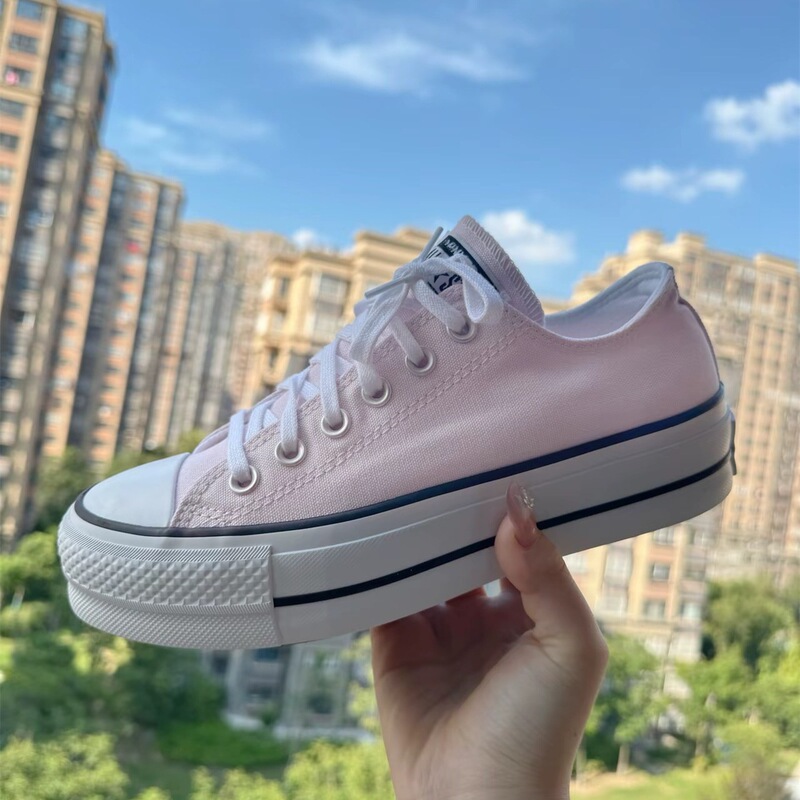 Sakura pink thick-soled height-increasing canvas low-top lightweight casual Barbie pink sneakers 1970s summer versatile A10260C