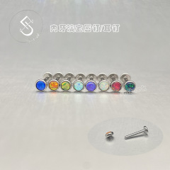 1.2mm Inner Thread Opal Jewelry, Opal, Semi-Precious Stone, Pendant Earrings, Titanium Steel, European and American Piercing Accessories
