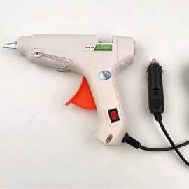 车载热熔胶枪12V直流热熔枪40W带开关指示灯点烟器插头热熔胶枪