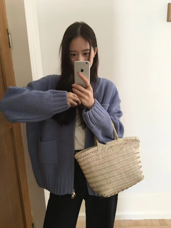 2025秋季新款慵懒风针织开衫上衣女韩版宽松显瘦好看百搭毛衣外套|undefined