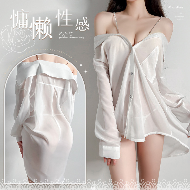 Yimu rhinestone shoulder strap two-way shirt 6587 sexy lingerie translucent adult sex sexy nightdress 20/box Yimu rhinestone shoulder strap two-way shirt 6587 sexy lingerie translucent adult sex sexy nightdress 20/box