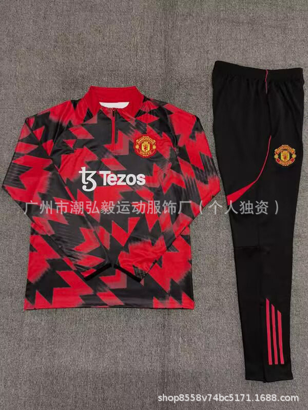 卸売サッカー長袖ハーフプルトレーニングスーツレアルマドリードバルセロナインテルミラノパリマイアミリバプールトレーニングスーツ|undefined