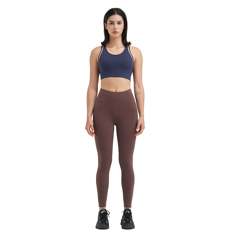 2023 pantalones de yoga de levantamiento de cadera de melocotón desnudo de cintura alta transfronteriza deportes apretados estiramiento vientre contracción pantalones de fitness ropa de Yoga de las mujeres