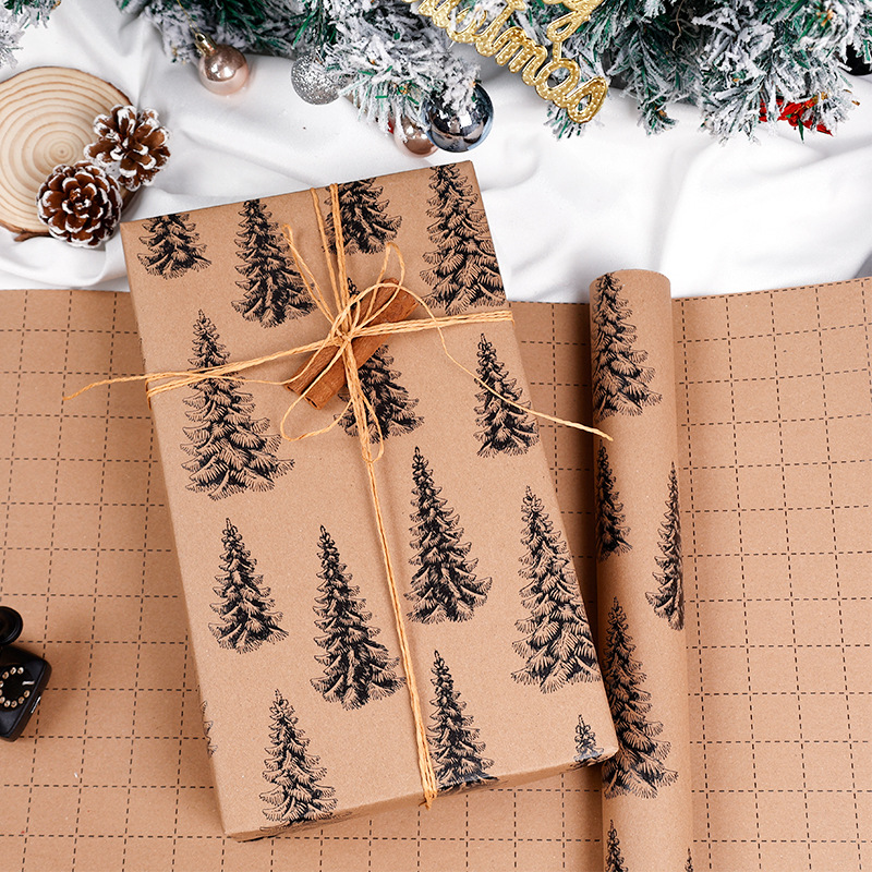 Transfronterizo Amazon gran tamaño nuevo papel de regalo de Navidad papel de regalo de papel kraft de doble cara 80g papel de regalo