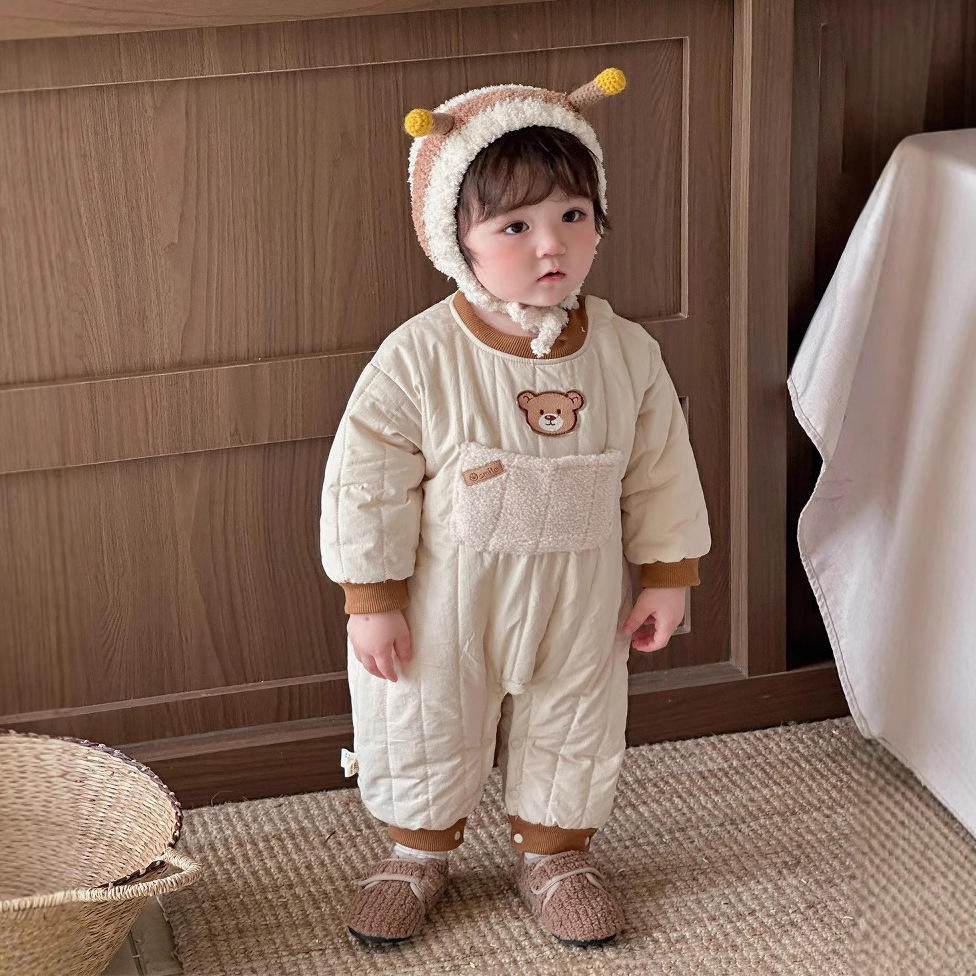 Ropa para niños coreanos ropa de otoño e invierno para bebés más mameluco de manga larga de terciopelo