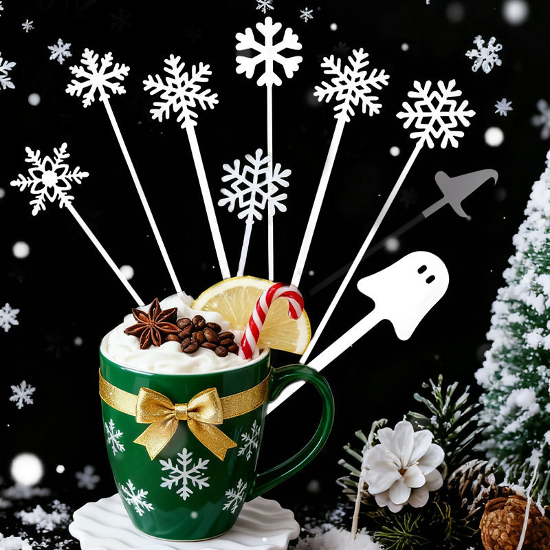 New Halloween Christmas Winter Coffee Cocktail Drink Stirring Stick DIY Reusable Stirrer