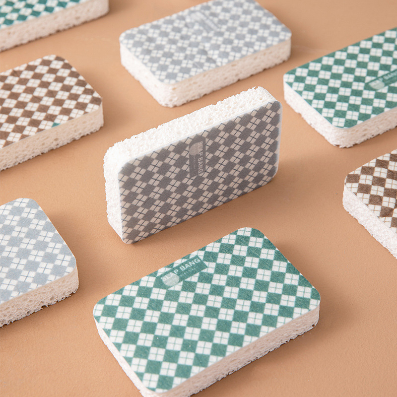 Q Powerful Decontamination Wood Pulp Sponge Dishwashing Pot Cleaning Scouring Pad Household Dishwashing Sponge Wipe Wood Pulp Cotton