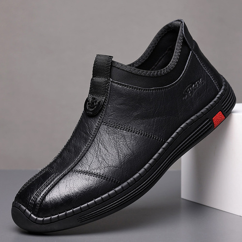 Winter men's leather lace-up casual shoes, soft bottom men's shoes, casual shoes for men, men's English fashion cotton shoes