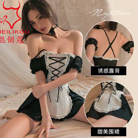 魅俪蔻性感情趣二次元COS女仆诱惑制服女佣交叉露背短裙套装 2055