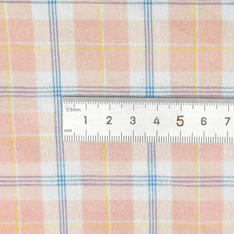 Хлопковая ткань в клетку с washed-процессом, ткань из хлопка с нитяной окраской в клетку, повседневная литературно-художественная светлая жаккардовая ткань