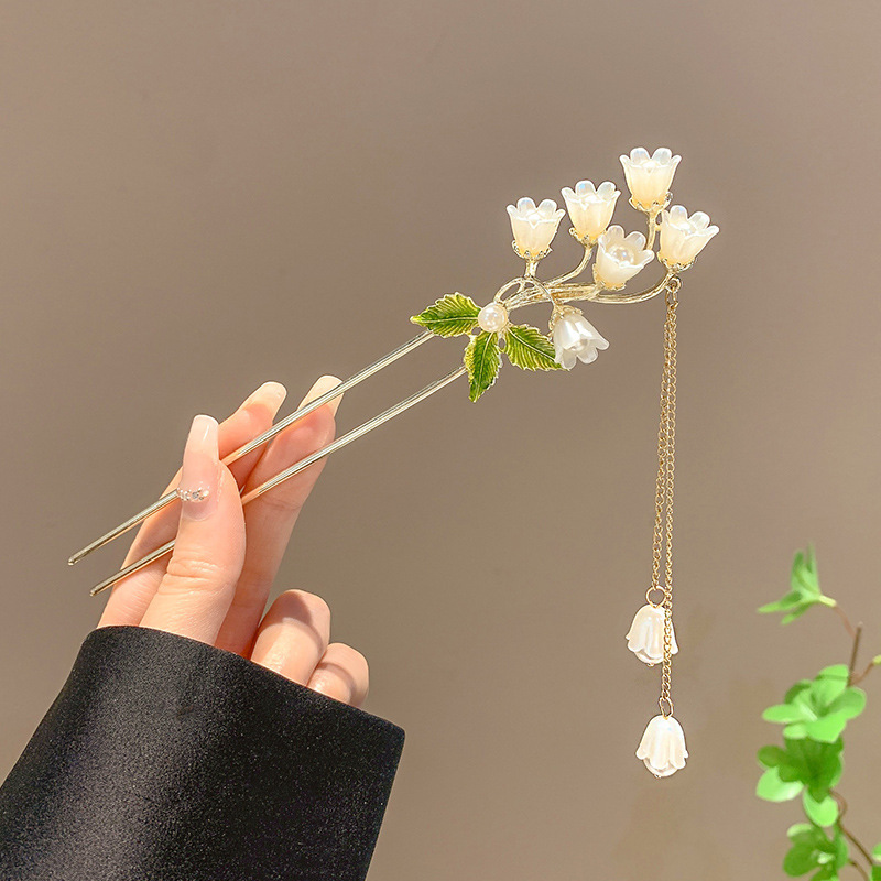 新しい中国風の合金の花のヘアピン、古代スタイルのヘアピン、ハイエンドの軽い高級タッセルヘアピン、ヘアアクセサリー卸売|undefined