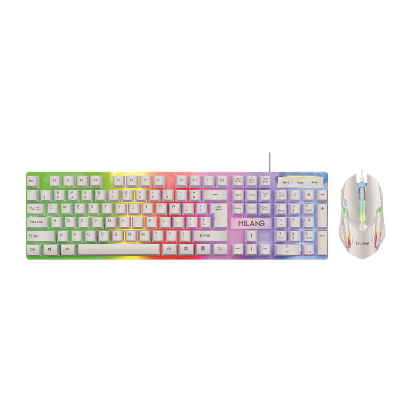 Rainbow Mechanical Keyboard and Mouse Set T6 – RGB, влагостойкий, настраиваемые цвета, проводной