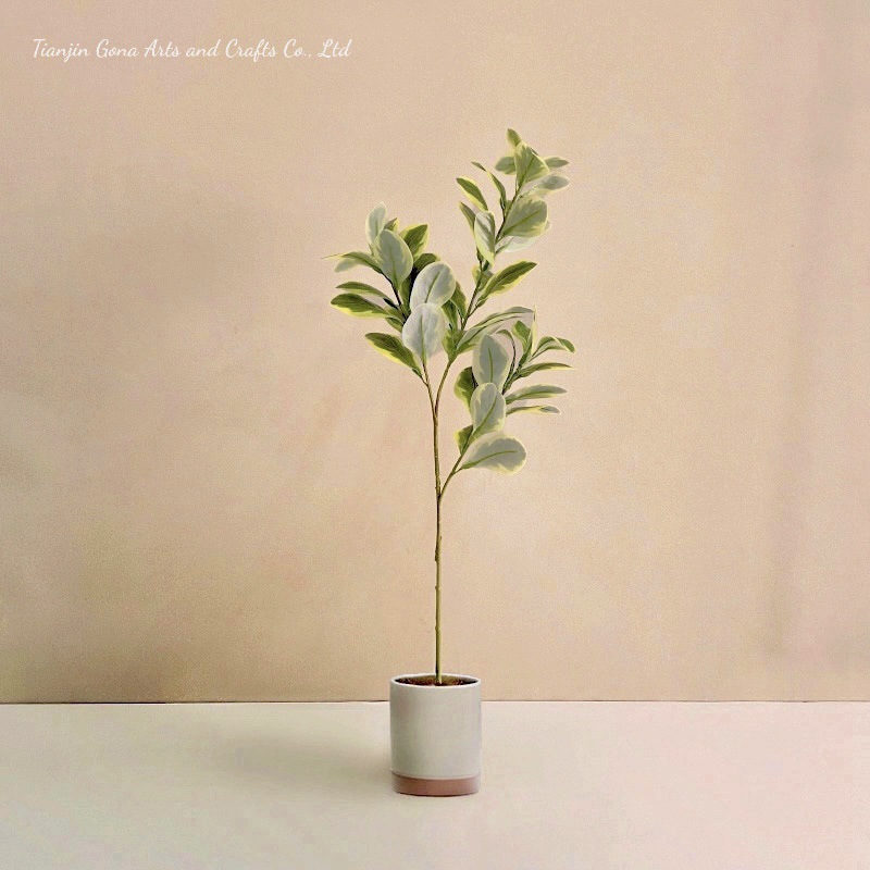 人造豆瓣叶绿植盆栽盆景假金钱叶仿真尤加利叶婚礼家居酒店装饰