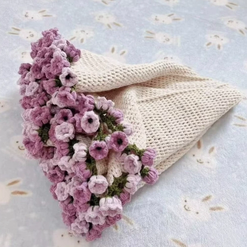УТКВ набор из тканой стеганой простыни — комплект handmade букета пледа, 80 см, пряжа молочно-карамельного цвета