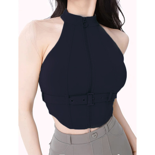 Amazon's new motorcycle style cycling sports top women's tight-fitting yoga fitness wear sports bra with chest pads