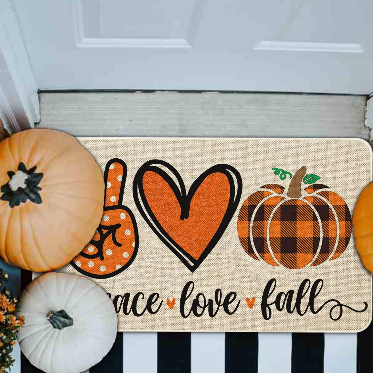 Halloween otoño calabaza alfombra de suelo en la puerta alfombra de lino alfombra de decoración textil al por mayor alfombra de pies