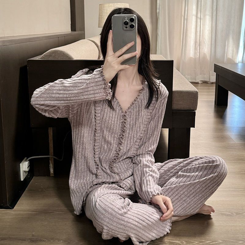 春秋睡衣女款新款秋季长袖长裤女士居家服可外穿高级感家居服套装|undefined