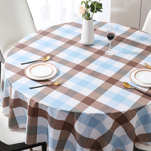 European-style round tablecloth wholesale waterproof oil-proof dining tablecloth for hotels, restaurants, large round table placemats checkered fabric