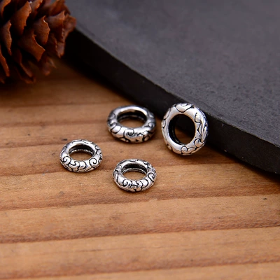 Zərgərlik ara hissələri beads Thai silver vintage dyed black