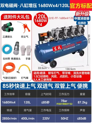 Air Compressor — Furniture, and Dental Use - copper-120l-eight-inlet-air-compressor-with-solenoid-valve-air-dust-blower-and-inflator-set