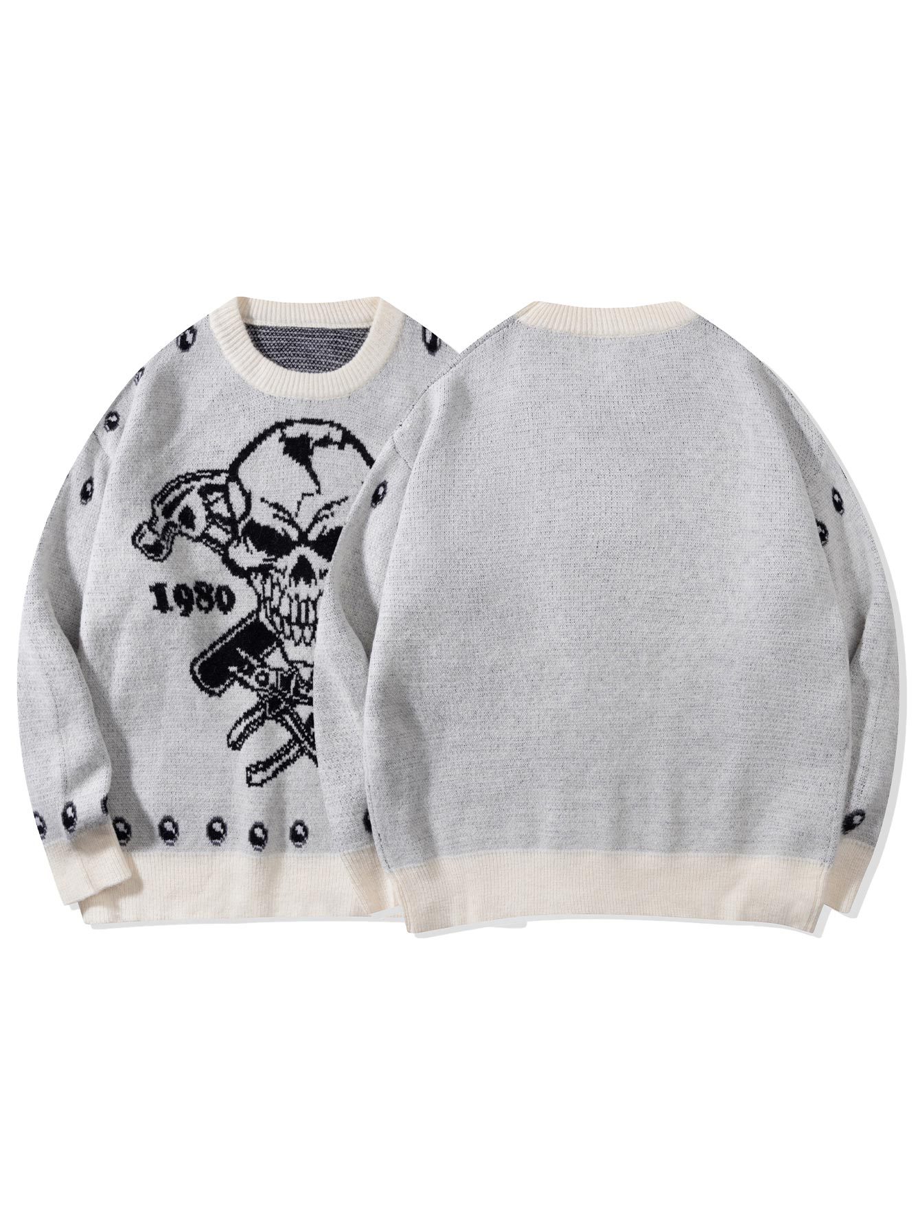 Suéter de Punto con Jacquard de Calavera para Hombre Tejido Acrílico Térmico para Ocio image 5