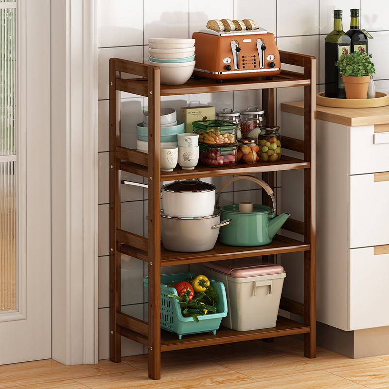 Haichuan cocina estante de escritorio piso sala de estar dormitorio estante de almacenamiento de madera maciza estante de almacenamiento multicapa estante de libros