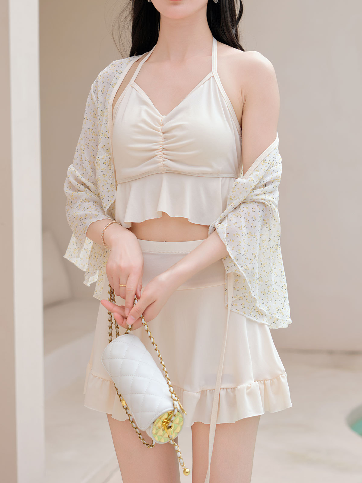 Trajes de baño de spa para mujeres, tres piezas, niñas gordo, camiseta de tamaño grande para cubrir el abdomen, delgada y sexy, 2024 nuevo trajes de baño