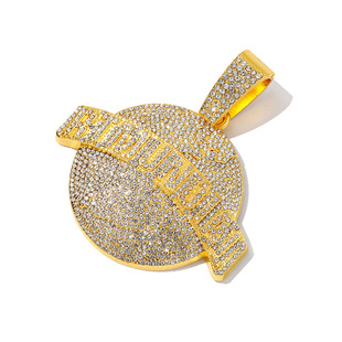 European and American Cross-Border Hip-Hop Necklaces, Popular Hip-Hop Style Cuban Full Diamond Alloy Round Necklaces, Men's Necklaces Wholesale